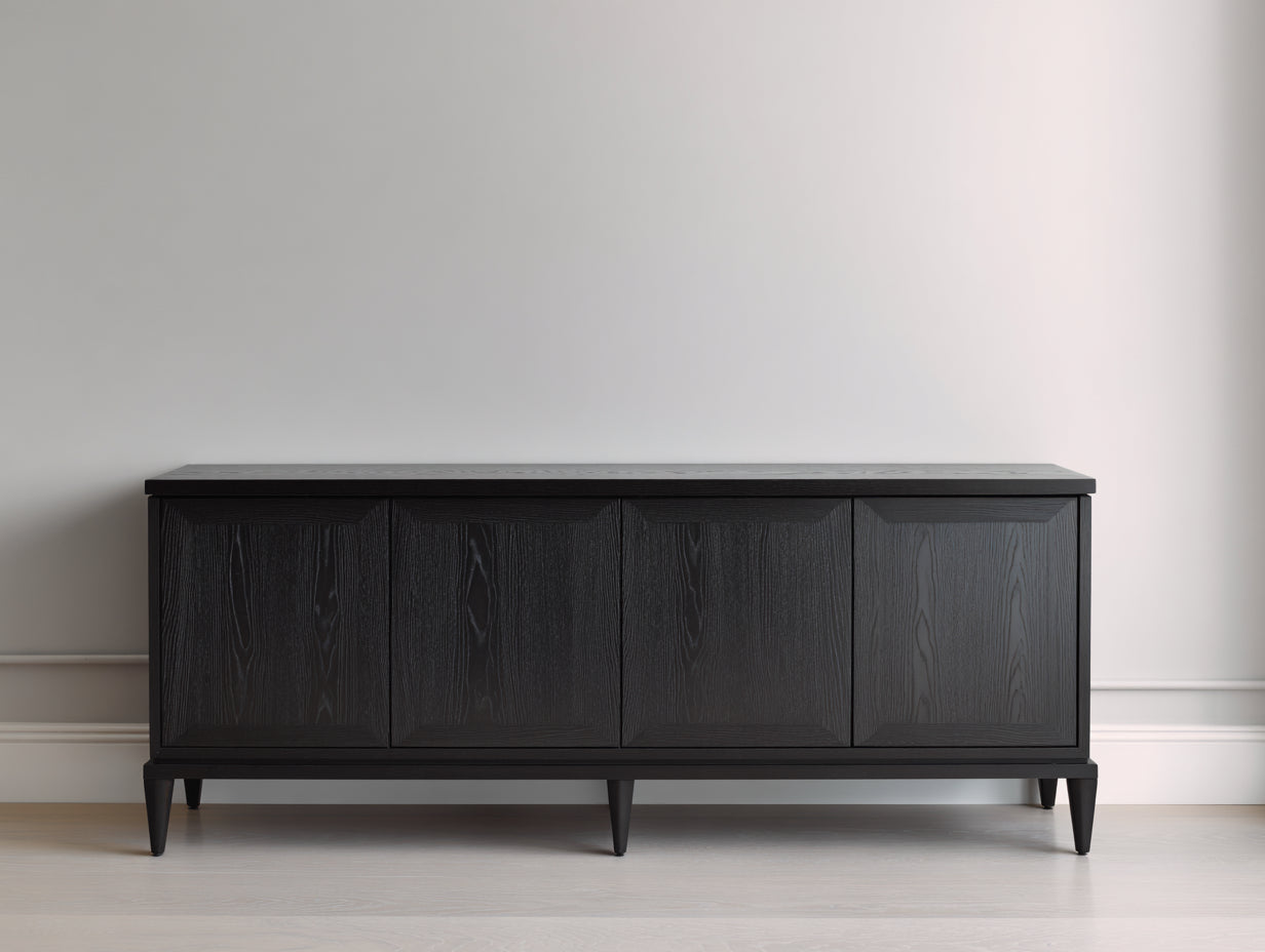 Meuble d'entrée - bois - 180x43x70 cm - noir - contemporain