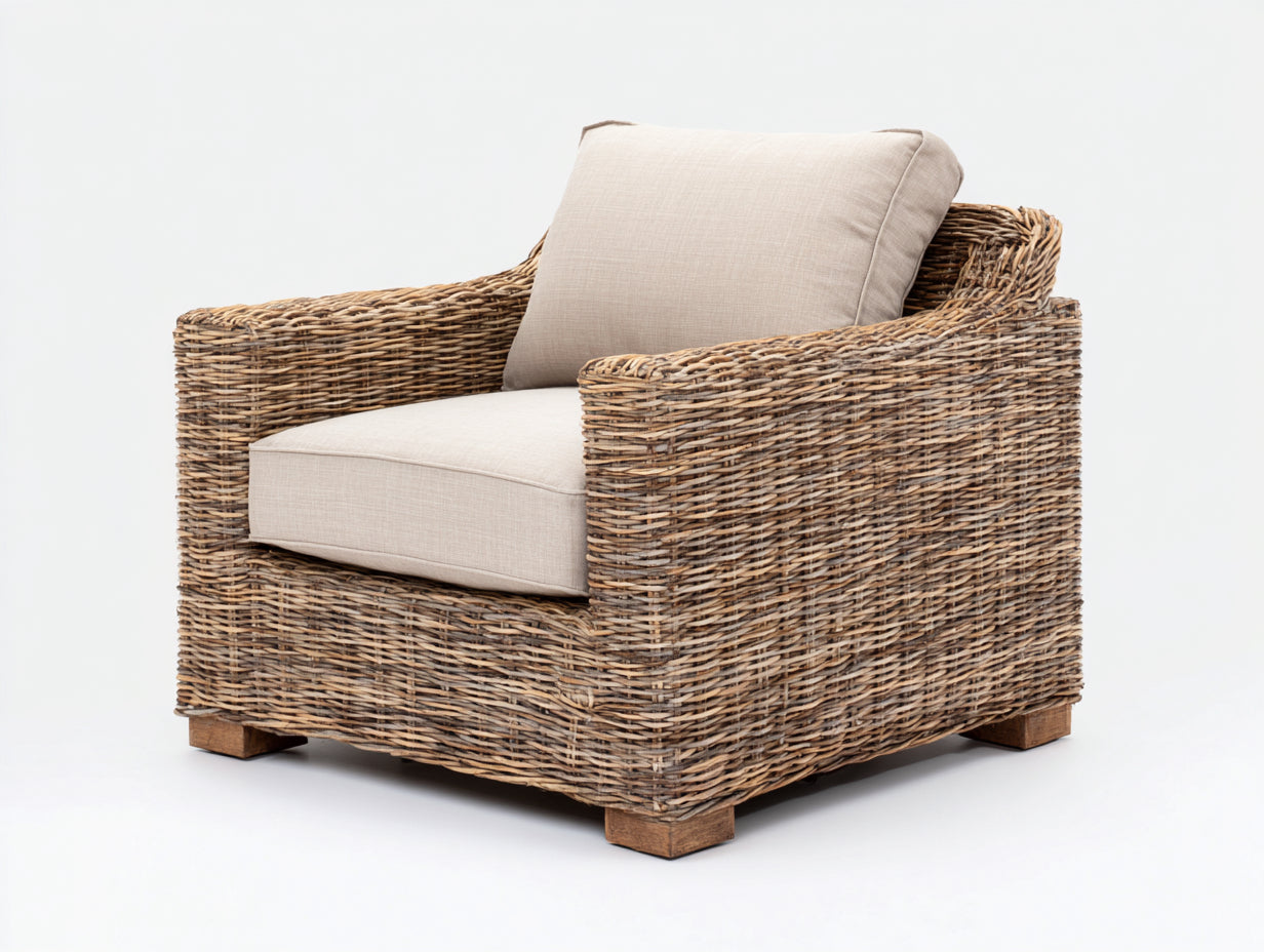 Fauteuil en rotin - rotin - 92x86x78 cm - naturel-beige - contemporain