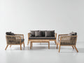 Canapé de jardin - bois-corde-tissu - 215 x 78 x 74 cm - naturel-gris anthracite - scandinave