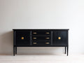 Meuble d'entrée - bois - 165x42x82 cm - noir-doré - classique
