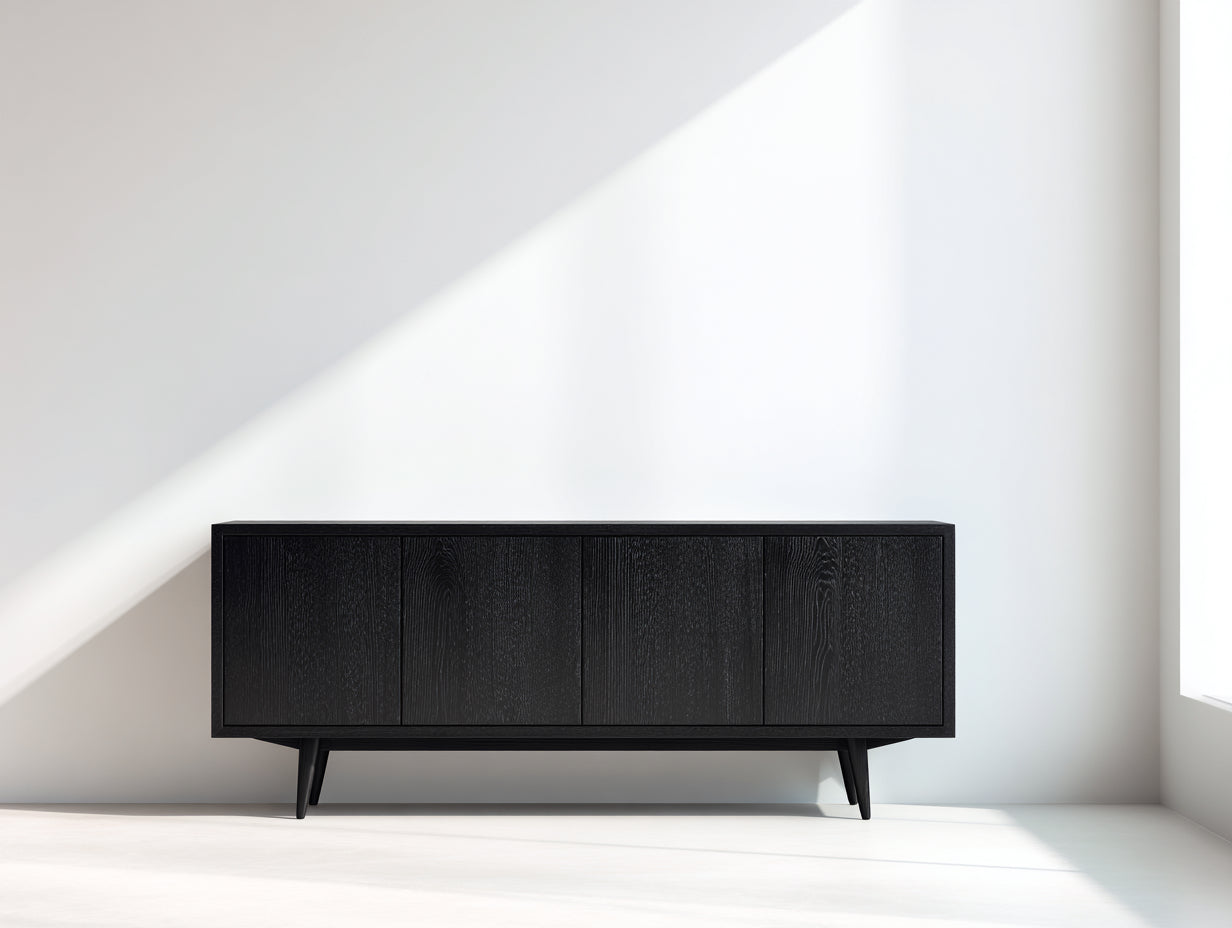 Meuble d'entrée - bois - 170x40x68 cm - noir - contemporain