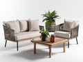 Canapé de jardin - bois-corde-métal-tissu - 175 x 78 x 76 cm - naturel-beige-gris - moderne