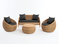 Canapé de jardin-résine tressée-bois-168x78x86 cm-naturel-gris foncé-contemporain