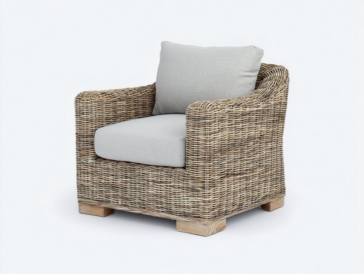 Fauteuil en rotin-rotin-bois-92x87x83 cm-naturel-gris clair-rustique