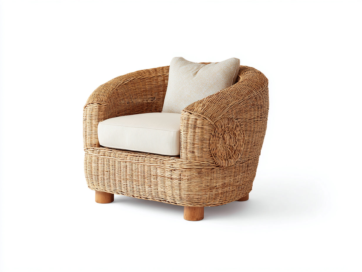 Fauteuil en rotin-rotin-bois-88x84x81 cm-naturel-écru-classique
