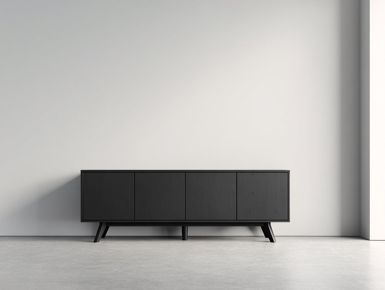 Meuble d'entrée - bois - 175x42x63 cm - noir - minimaliste