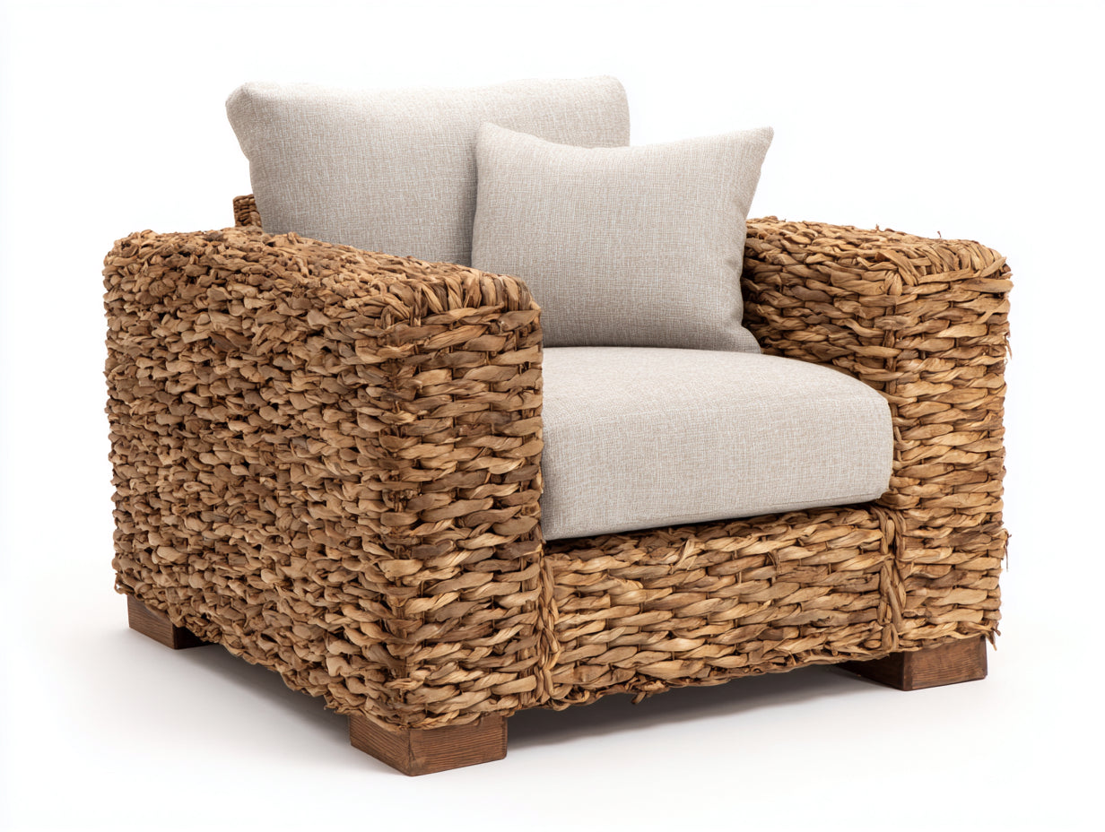 Fauteuil en rotin-rotin-bois-94x88x79 cm-naturel-écru-rustique