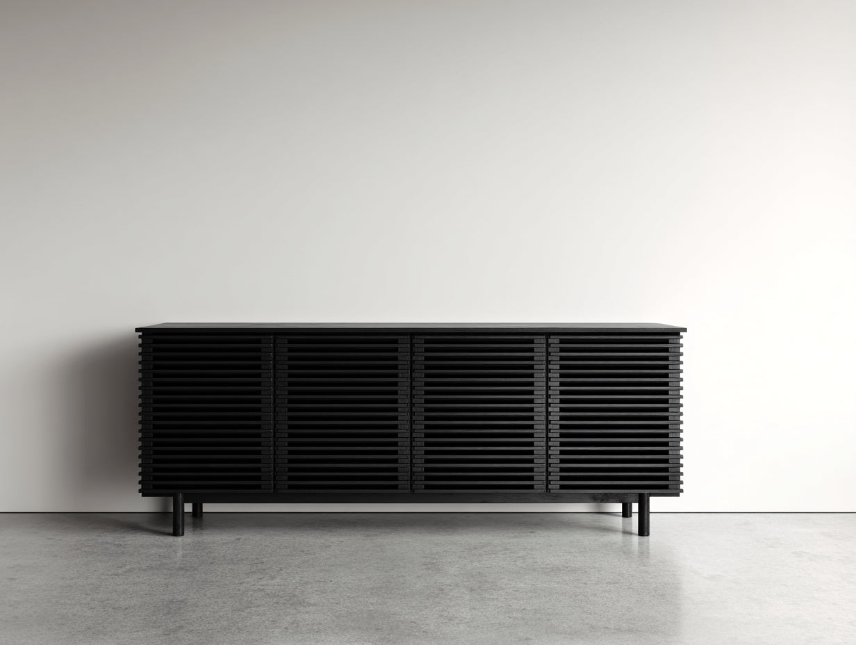 Meuble d'entrée - bois - 190x44x78 cm - noir - contemporain